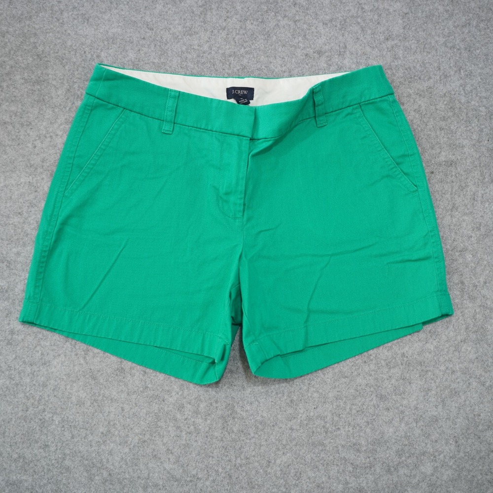 J. Crew Size 8 Chino Shorts Bright Green Cotton Mid Rise Casual Summer